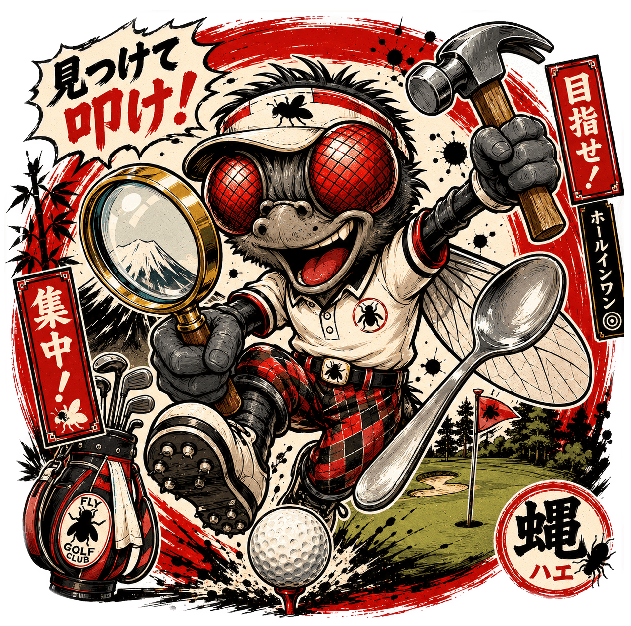 Hole-in-One Fly — Yabaizoo design (蝿 / ホールインワン)