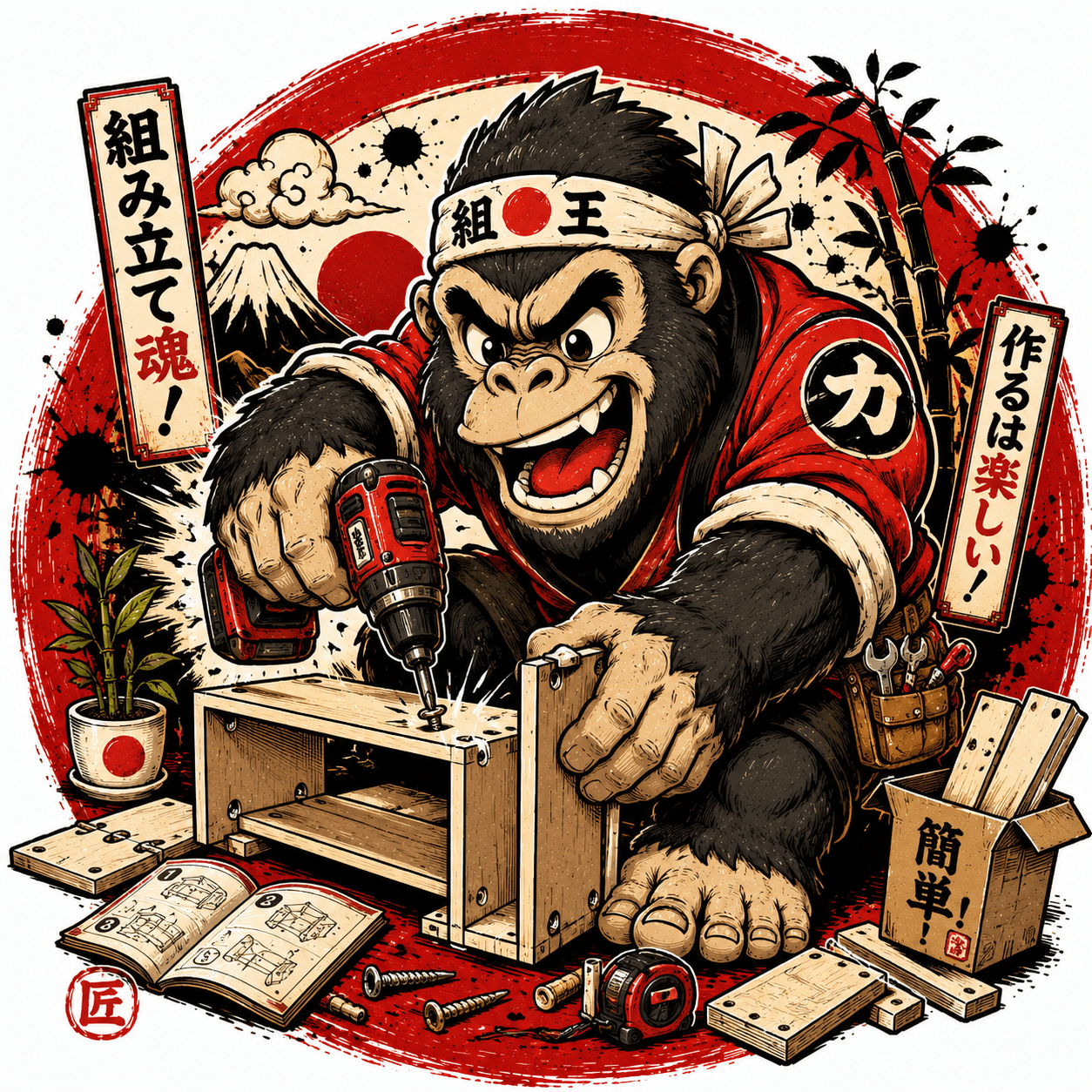 Furniture Gorilla — Yabaizoo design (力 / 組み立て魂)