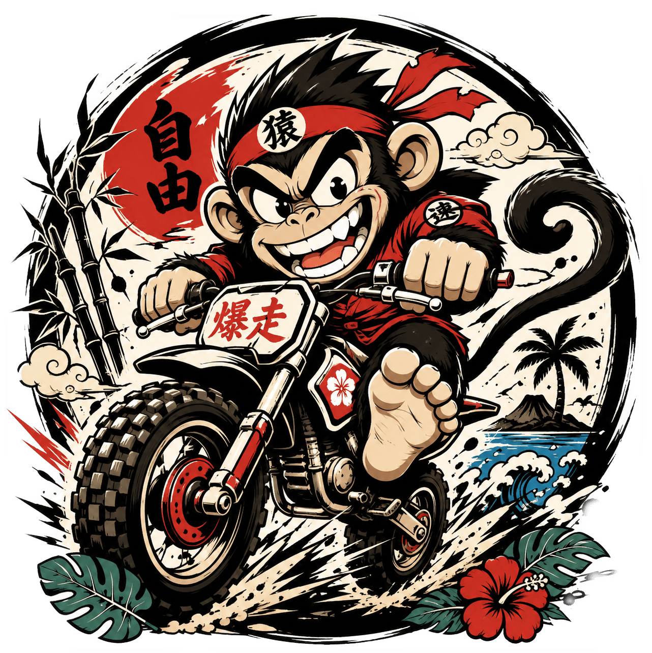 Freedom Monkey — Yabaizoo design (自由 / 爆走)